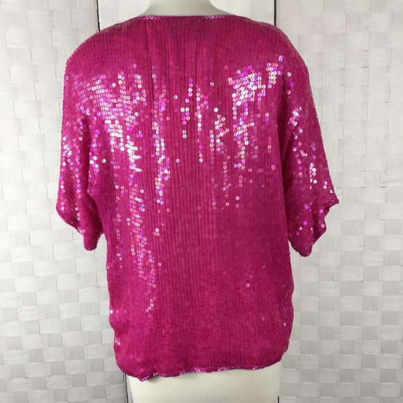 Royal Feeling Pink Sequin Evening Top, Vintage - Picture 2 of 4